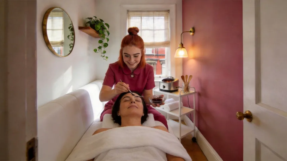 Chloe tinting brows at Bare Wax Studio