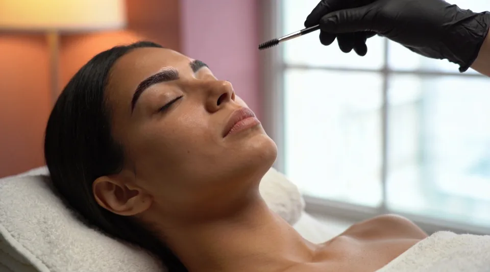 Freshly shaped brows after an eyebrow wax at Bare Wax Studio